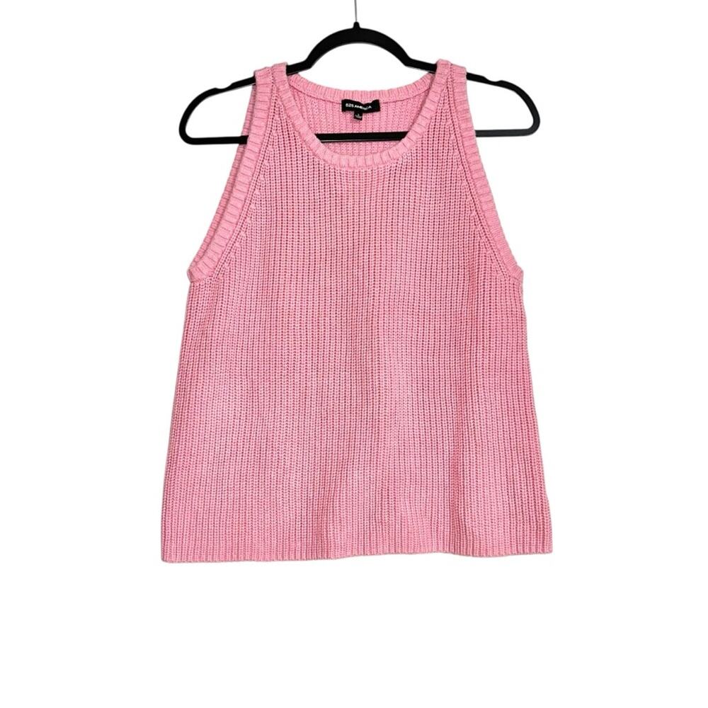 525 America Pink Knit Sleeveless Sweater Vest LARGE